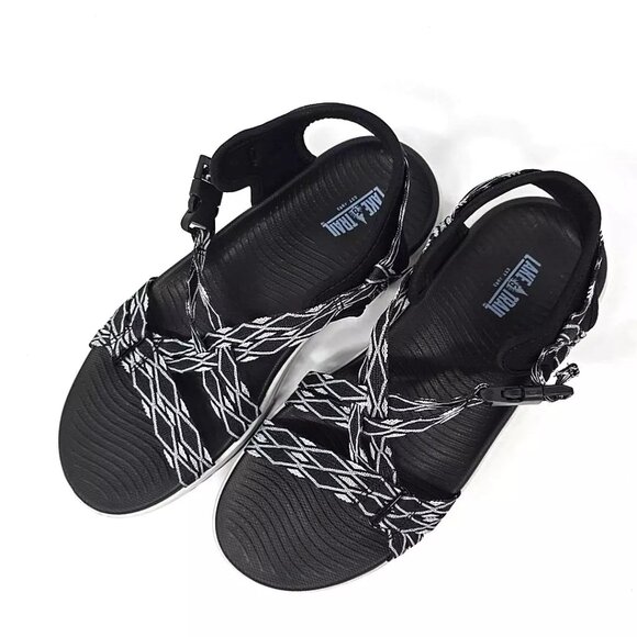 Lake & Trail Julie Sandals Black White Hiking Walking Women's Size 8 - Picture 10 of 12